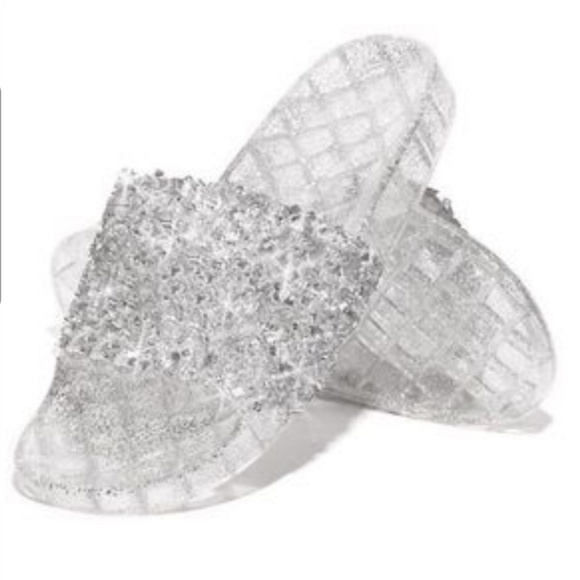 Shoes - Last Pair! Silver Bling Jelly Slides